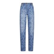 Versace Blå Denim Barocco Print Jeans Blue, Dam