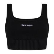 Palm Angels Klassiskt Logotypstickad Topp Black, Dam