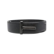 Tom Ford Logo Grain Bälte Svart/Svart Black, Unisex