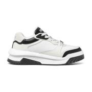 Versace Svart Vit Kalvskinn Mocka Sneaker White, Herr