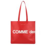 Comme des Garçons Röd Läder Huge Logo Shoppingväska Red, Dam