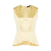 Fabiana Filippi Satin Flared Sleeveless Top Yellow, Dam