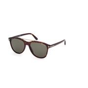 Tom Ford Grön Lins Mörk Havana Solglasögon Brown, Unisex