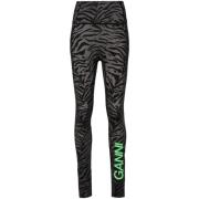 Ganni Zebra Print Leggings High-Waisted Style Multicolor, Dam