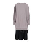 MM6 Maison Margiela Kontrast Multi-Lager Midi Klänning Gray, Dam