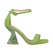 Alma EN Pena Rhinestone High Heel Sandals Green, Dam