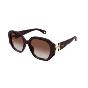 Chloé Burgundy Orange Solglasögon Modell 003 Brown, Unisex