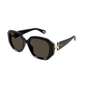 Chloé Svart Brun Solglasögon Modell 001 Black, Unisex