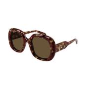 Chloé Stiliga solglasögon i Havana Brown Brown, Unisex