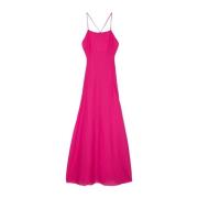 Emporio Armani Fuchsia Randig Korsad Klänning Pink, Dam