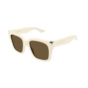 Alexander McQueen Ivory Brown Solglasögon Am0440S 004 Beige, Unisex