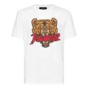 Dsquared2 Grafiskt Tryck Bomull T-shirt White, Herr