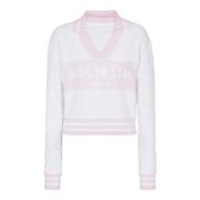 Balmain Monogramstickad polo Pink, Dam