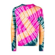 The Elder Statesman Röd Cashmere Tie Dye Sweater Multicolor, Herr