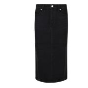 Alexander Wang Denim Midi Kjol Black, Dam