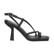 ALMA EN PENA Strappy Klack Sandal Black, Dam