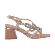 Alma EN Pena Rhinestone Square Heel Sandal Pink, Dam