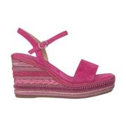 Alma EN Pena Rhinestone Wedge Sandal med Flätad Detalj Pink, Dam