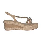 ALMA EN PENA Multifärgad Kil Sandal med Flätade Remmar Beige, Dam