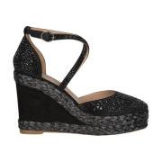 Alma EN Pena Rhinestone Wedge Sandal Black, Dam