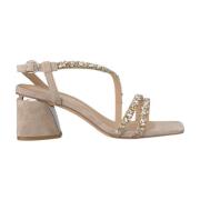 Alma EN Pena Fyrkantig Tå Rhinestone Remmar Sandal Brown, Dam