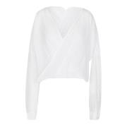 Jucca V-Hals Blus med Djup Front White, Dam