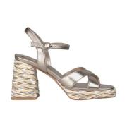 Alma EN Pena Korsad Blockklack Sandal Yellow, Dam