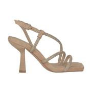 ALMA EN PENA Hälad sandal med strassband Beige, Dam