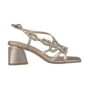 Alma EN Pena Rhinestone Square Heel Sandal Yellow, Dam