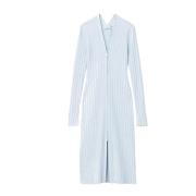 Proenza Schouler Ribbstickad Dragkedja Cardigan Klänning Blue, Dam