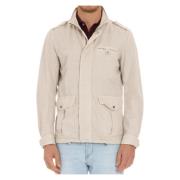 Herno Beige Field Jacket Bomull Linne Beige, Herr