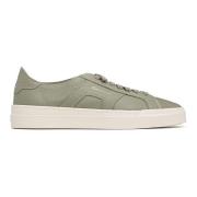 Santoni Double Buckle Leather Sneakers Green, Herr