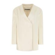 Jil Sander Elegant Vit Viskosblazer White, Dam