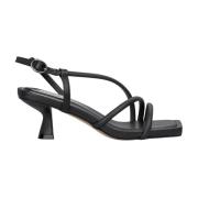 Alma EN Pena Fyrkantig Tå Låg Klack Sandal Black, Dam