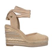 Alma EN Pena Flätad kil sandal med dekorationer Beige, Dam