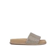 Alma EN Pena Strass Strap Platta Sandaler Beige, Dam