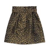 Ganni Leopard-Jacquard Kjol Green, Dam