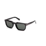 Ermenegildo Zegna Shiny Black Green Solglasögon Ez0240 Black, Unisex