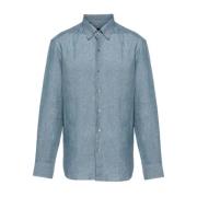 Brioni Long Sleeve Tops Blue, Herr