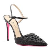 Dee Ocleppo Glitter Ankelrem Pump Black, Dam