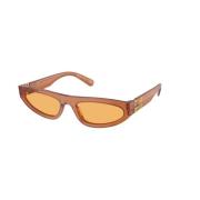 Miu Miu Brun Ram Gul Lins Solglasögon Brown, Unisex