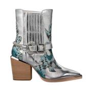 Alma EN Pena Cowboy Bootie med broderat skaft Blue, Dam