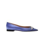 Scarosso Satin Ballet Flats med Rhinestone Detalj Purple, Dam