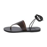 Ancient Greek Sandals Brun Läder Ankelbunden Flip-Flop Brown, Dam