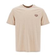 A.p.c. Broderad Logga Bomull T-shirt Beige, Herr