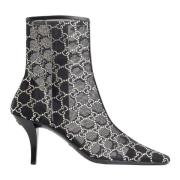 Gucci Glitter Logo Ankelboots Dragkedja Black, Dam