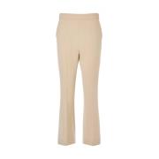 Max Mara Hög Midja Beige Ull Flare Byxor Beige, Dam