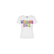 Moschino Vit Bomull Logo T-shirt Multicolor White, Dam