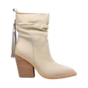 ALMA EN PENA Fringed Back Ankelboot White, Dam