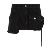 The Attico Svart Denim Mini Kjol Black, Dam